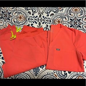 Hot Coral Figs Scrub Set